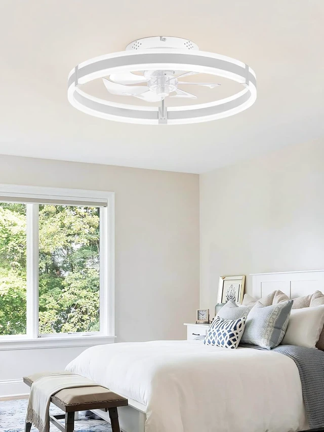 Alt view image 7 of 7 - ZMISHIBO Low Profile 19.7'' Ceiling Fans with Lights and Remote, White