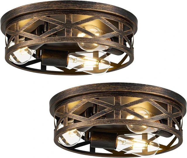Main image of VONLUCE Flush Mount Ceiling Light 13", 3-Light Hallway Light Fixture, 2 pcs