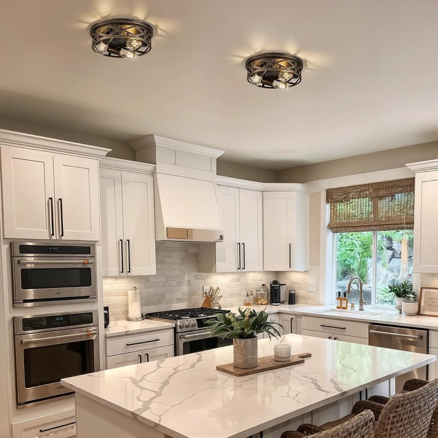 Alt view image 2 of 7 - VONLUCE Flush Mount Ceiling Light 13", 3-Light Hallway Light Fixture, 2 pcs