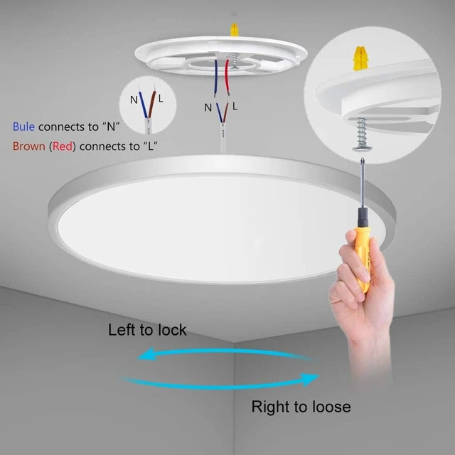 Alt view image 4 of 7 - LED Flush Mount Ceiling Light Fixture, 5000K Daylight White 24W(240W Equivalent) 12 Inch Flat Modern Ceiling Lighting, 3200LM Ceiling Lamp for Bathroom Porch, Kitchen, Bedroom, Living Room, Hallway