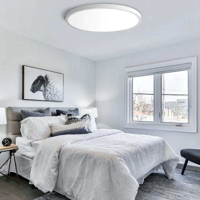 Alt view image 5 of 7 - LED Flush Mount Ceiling Light Fixture, 5000K Daylight White 24W(240W Equivalent) 12 Inch Flat Modern Ceiling Lighting, 3200LM Ceiling Lamp for Bathroom Porch, Kitchen, Bedroom, Living Room, Hallway
