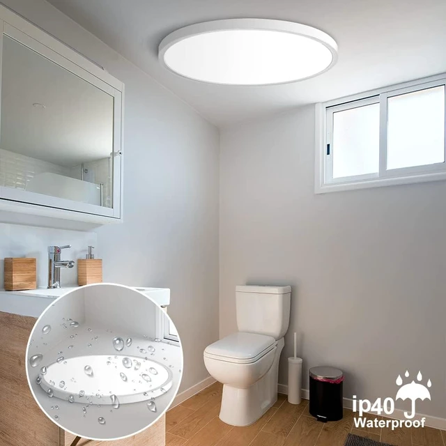 Alt view image 6 of 7 - LED Flush Mount Ceiling Light Fixture, 5000K Daylight White 24W(240W Equivalent) 12 Inch Flat Modern Ceiling Lighting, 3200LM Ceiling Lamp for Bathroom Porch, Kitchen, Bedroom, Living Room, Hallway