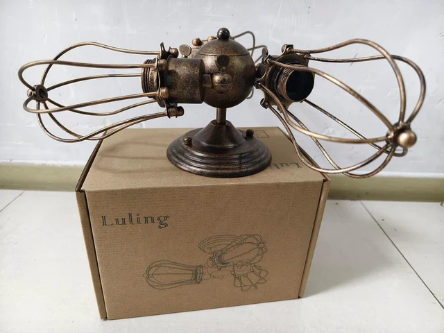 Alt view image 3 of 7 - Luling Vintage Ceiling Light Industrial, Adjustable Socket Metal Wire Cage Lamp Semi-Flush Mount Rustic Ceiling Light Metal Lamp Fixtures (No Bulb) (with 3 Light) (Bronze)