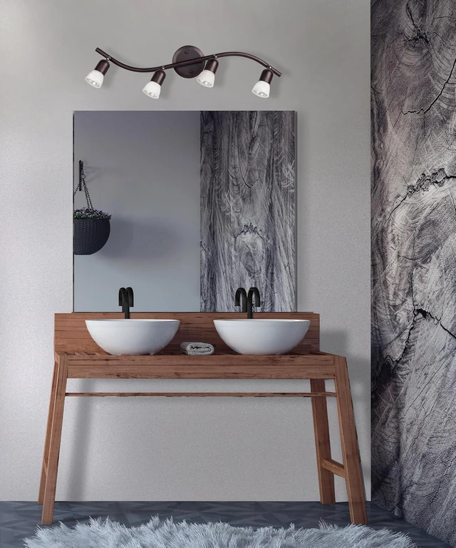 Alt view image 4 of 7 - Canarm James 4-Light Ceiling or Wall Fixture, Oil Rubbed Bronze with Alabaster Glass, Modern Nautical Lighting for Bedroom Hallway, Entryway