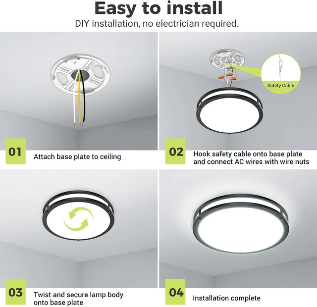 Alt view image 2 of 7 - hepside 13inch Flush Mount Ceiling Light Fixture 2 Pack, Dimmable & 5 Color Temperatures Ceiling Light Black, 24W 3000K 3500K 4000K 5000K 6500K Adjustable Ceiling Lamps for Bathroom Bedroom Hallway