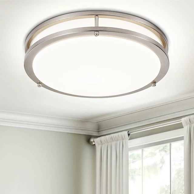 Main image of DLLT Flush Mount LED Ceiling Light: 13 Inch 5CCT (3000K-6000K) & Dimmable Ceiling Light Fixtures for Bedroom Hallway - 24W Modern Brushed Nickel Super Bright Kitchen Lighting Fixtures Ceiling