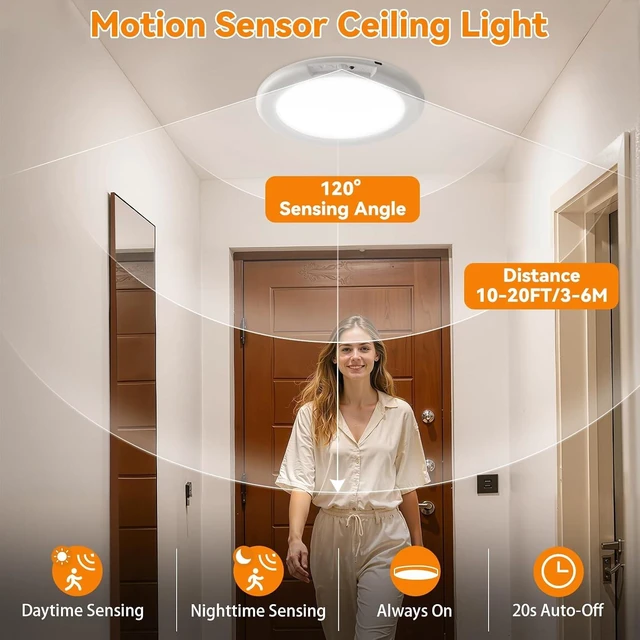 Alt view image 4 of 7 - KYEKIO 2Pack Rechargeable LED Ceiling Light/Shower Light with Remote