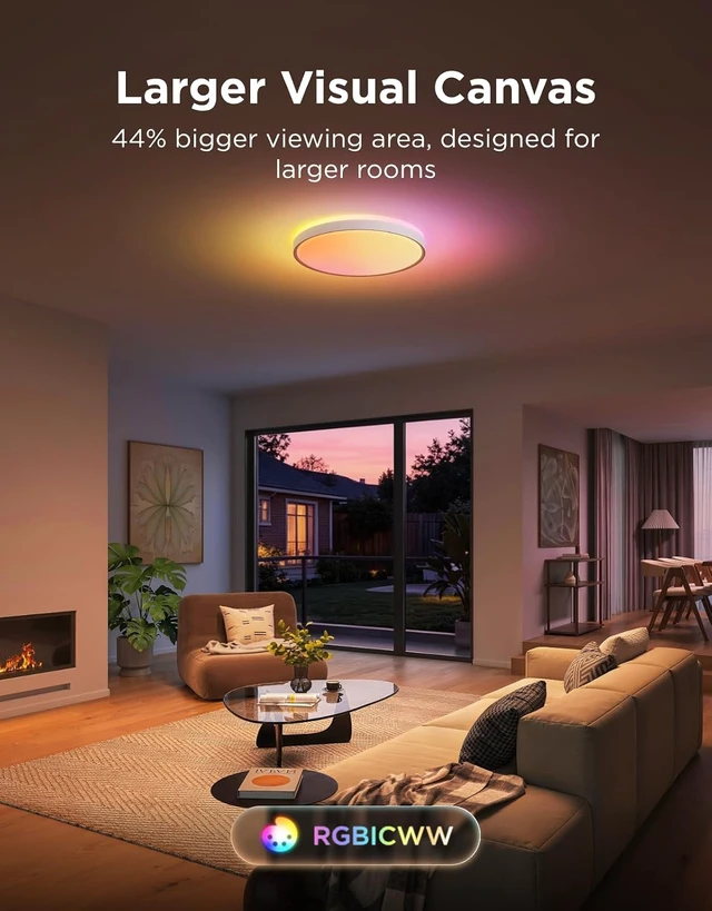 Alt view image 2 of 7 - Govee Smart Ceiling Light Pro, RGBIC 4800LM 2700K-6500K 18 Inch 1 Pack