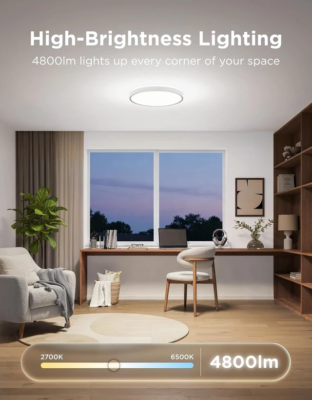 Alt view image 3 of 7 - Govee Smart Ceiling Light Pro, RGBIC 4800LM 2700K-6500K 18 Inch 1 Pack