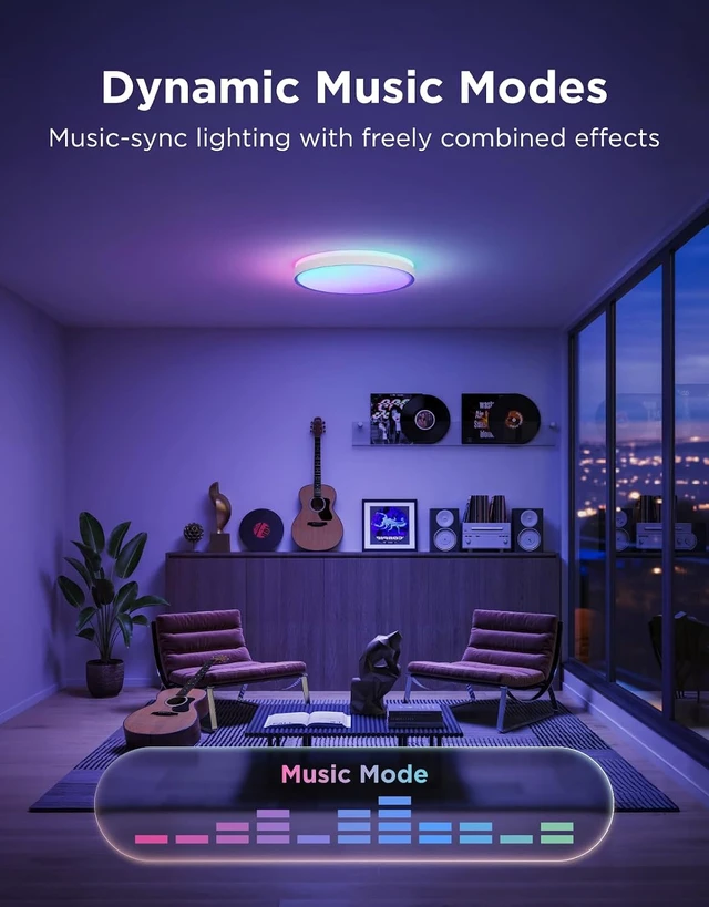 Alt view image 6 of 7 - Govee Smart Ceiling Light Pro, RGBIC 4800LM 2700K-6500K 18 Inch 1 Pack