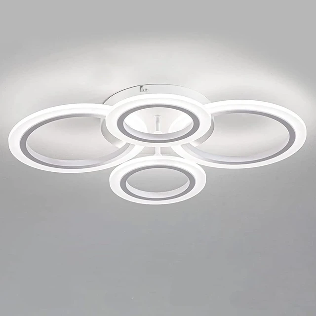 Main image of Shine LUEST 34W LED Ceiling Light with Remote, 3000-6000K Dimmable Modern Flush Mount Ceiling Lighting Fixture White 4 Rings Round Chandelier Ceiling Lamp for Small Room, Bedroom