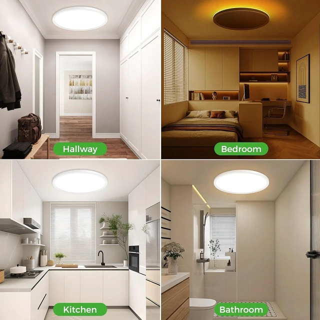 Alt view image 6 of 7 - zemty 12 Inch LED Ceiling Light with Night Light 1800K, 3000K/4000K/6500K Dimmable Light Fixtures with Remote Control,24W 2400lm Flush Mount Ceiling Lamp for Bedroom LivingRoom Bathroom Kitchen-White