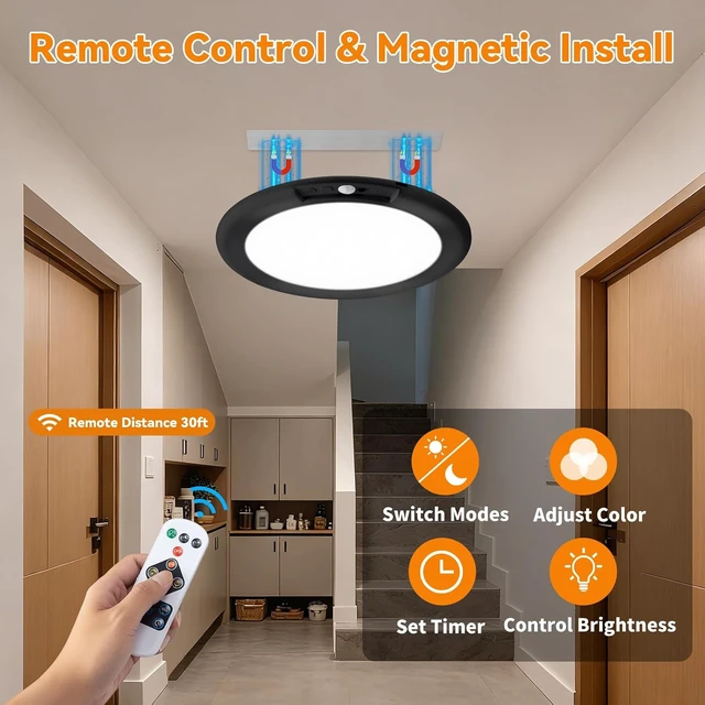 Alt view image 3 of 7 - KYEKIO 2Pack Rechargeable LED Ceiling Light/Shower Light with Remote