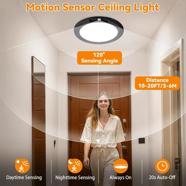 Alt view image 4 of 7 - KYEKIO 2Pack Rechargeable LED Ceiling Light/Shower Light with Remote