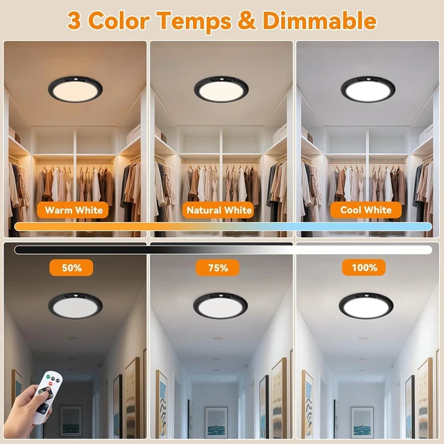 Alt view image 6 of 7 - KYEKIO 2Pack Rechargeable LED Ceiling Light/Shower Light with Remote