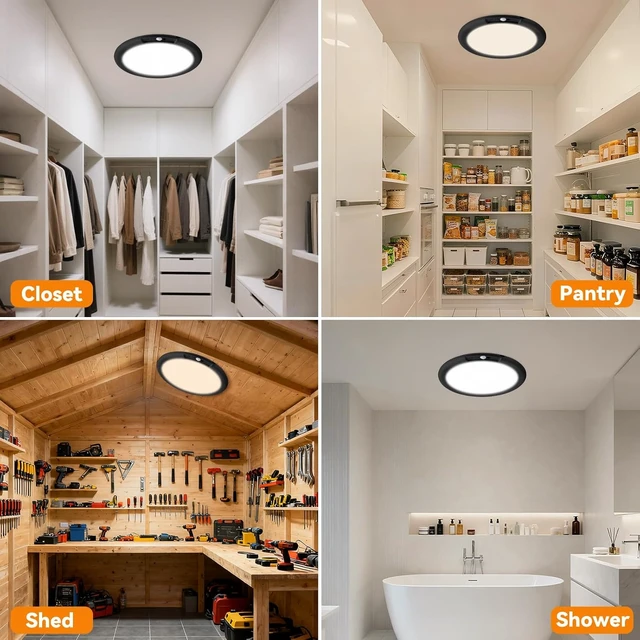 Alt view image 7 of 7 - KYEKIO 2Pack Rechargeable LED Ceiling Light/Shower Light with Remote