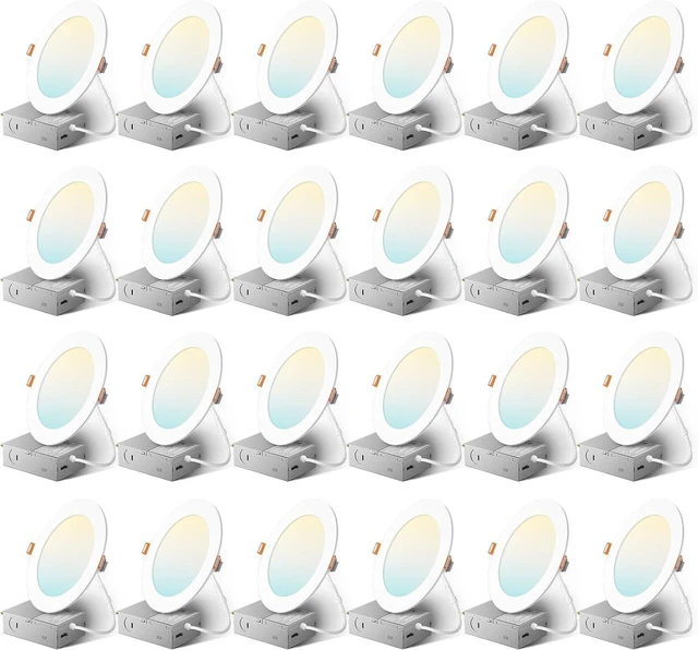 Main image of Amico 24 Pack 6 Inch Ultra-Thin LED Recessed Ceiling Light, 5CCT, 1050LM