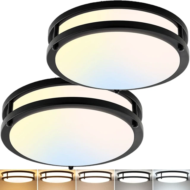 Main image of 2-Pack 10Inch 30W LED Flush Mount Ceiling Light Fixtures Black, Ultra Bright 3200LM Dimmable Ceiling Lights, 5CCT 2700K 3000K 4000K 5000K 6500K, Ceiling Lamps for Kitchen Hallway Bedroom Bathroom