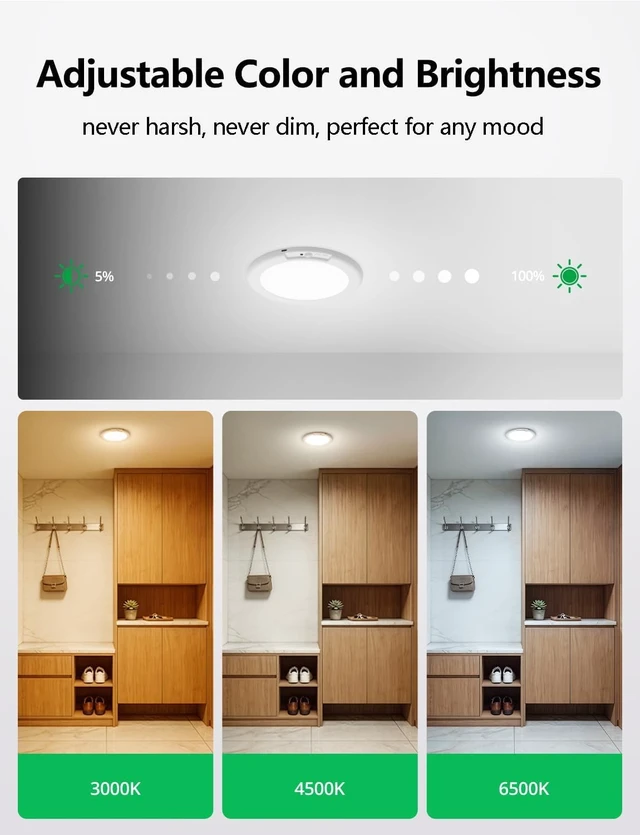 Alt view image 7 of 7 - Bojim Rechargeable Motion Sensor Ceiling Light with Remote Battery Operated