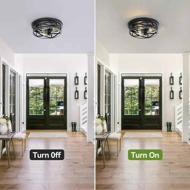 Alt view image 5 of 7 - 13 inch Black Flush Mount Ceiling Light Fixtures,3-Light Modern Hallway Light Fixtures Ceiling, Black Lights Fixture Ceiling Mount for Farmhouse,Kitchen, Bedroom (1 Pack)