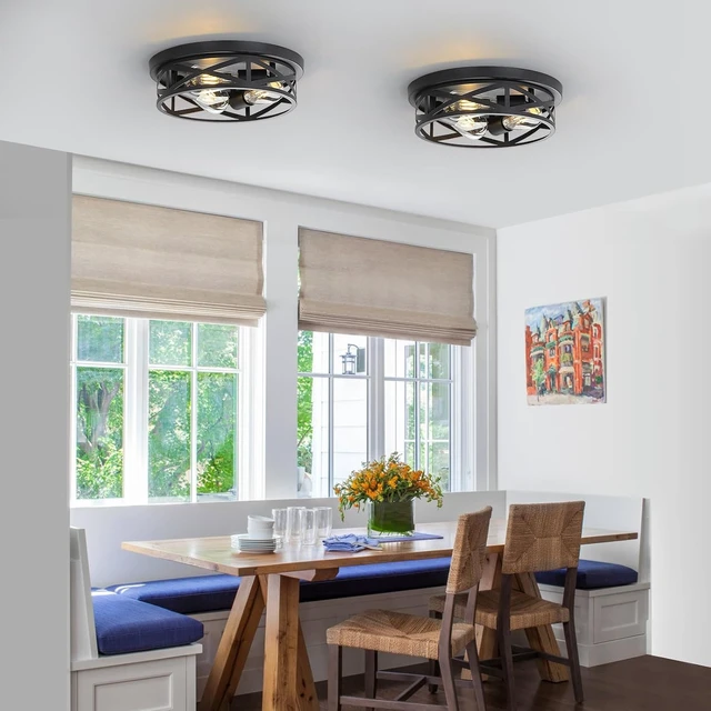 Alt view image 6 of 7 - 13 inch Black Flush Mount Ceiling Light Fixtures,3-Light Modern Hallway Light Fixtures Ceiling, Black Lights Fixture Ceiling Mount for Farmhouse,Kitchen, Bedroom (1 Pack)
