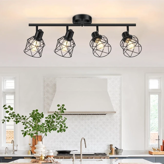 Main image of Baocuz 4-Lights Semi Flush Mount Ceiling Light, Adjustable Multi-Directional Light Fixtures, Rotatable Farmhouse Light Fixtures Mount with Metal Cage for Dining Room, Living Room