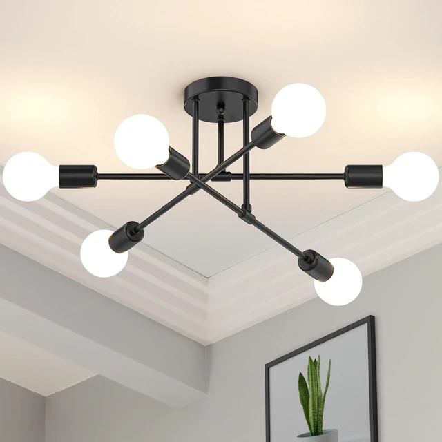 Main image of Phaosio 22" Modern Sputnik Chandelier,6-Light Ceiling Lights Fixture Black