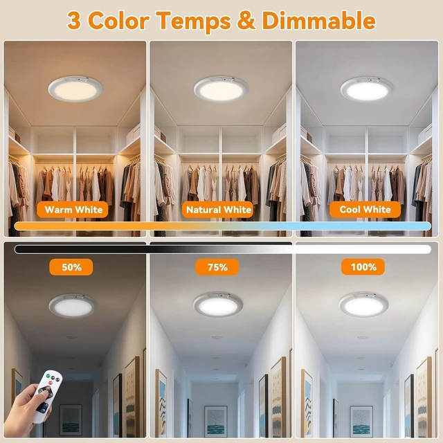 Alt view image 6 of 7 - KYEKIO 2Pack Rechargeable LED Ceiling Light/Shower Light with Remote
