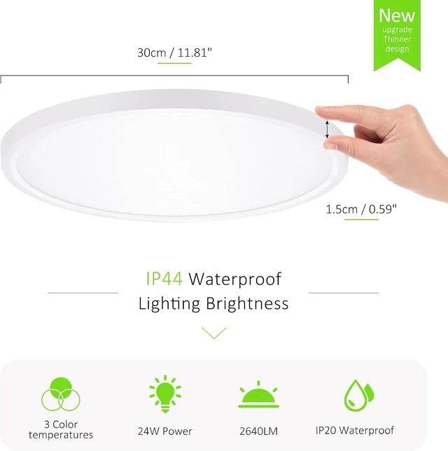 Alt view image 2 of 7 - LED Flush Mount Ceiling Light 12in Thin 3CCT White Wired(4 Pack)