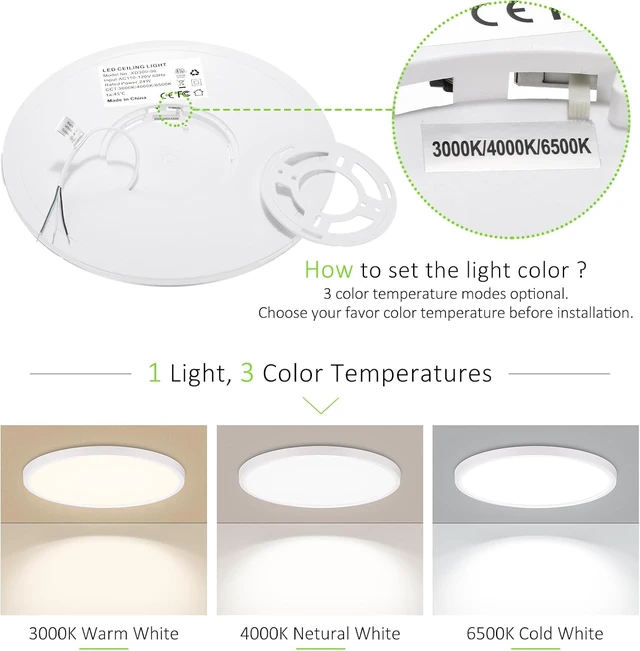 Alt view image 4 of 7 - LED Flush Mount Ceiling Light 12in Thin 3CCT White Wired(4 Pack)