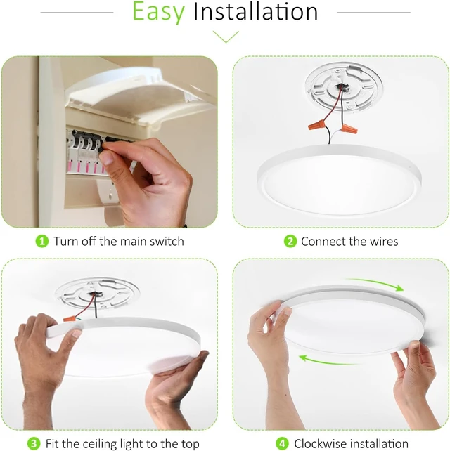Alt view image 6 of 7 - LED Flush Mount Ceiling Light 12in Thin 3CCT White Wired(4 Pack)