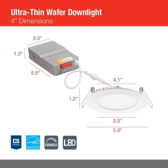 Alt view image 5 of 7 - Juno 4" LED Recessed Lights, 5-in-1 CCT, Ultra-Thin Flat Trim, White, 12-Pk