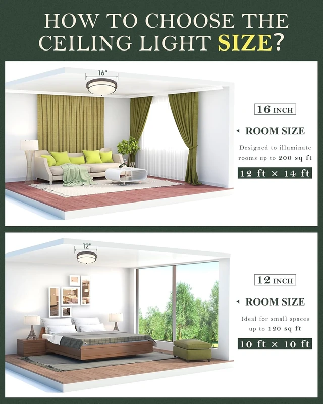 Alt view image 6 of 7 - 12 inch Flush Mount Ceiling Light, 2-Light Close to Ceiling Light Fixtures with Oil Rubbed Bronze Finish for Bathroom Bedroom Kitchen Hallway, 4822-ORB