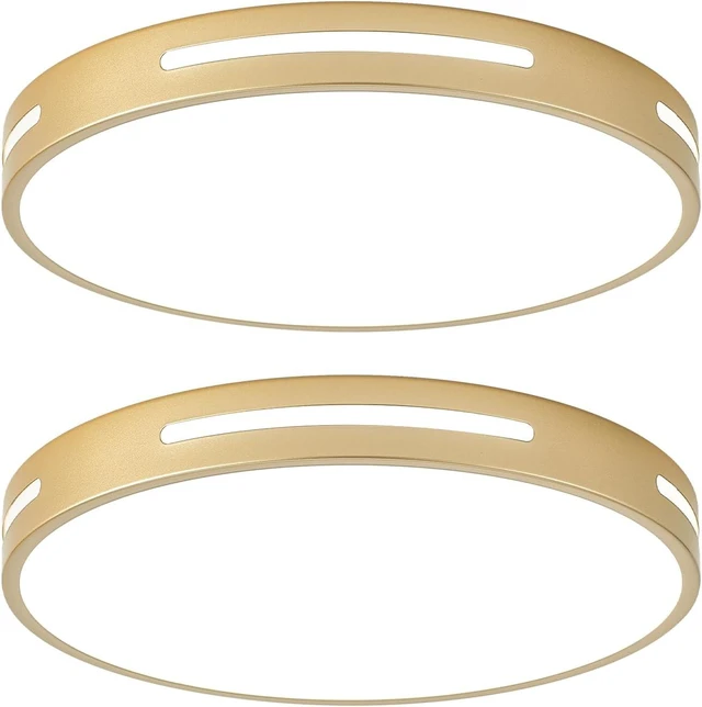 Main image of Gold LED Ceiling Light Fixture Flush Mount 15 inch 36W Set of 2, Dimmable Kitchen Lighting Fixtures LED, Modern Light Fixtures Ceiling Mount for Bedroom, Bathroom, Living Room