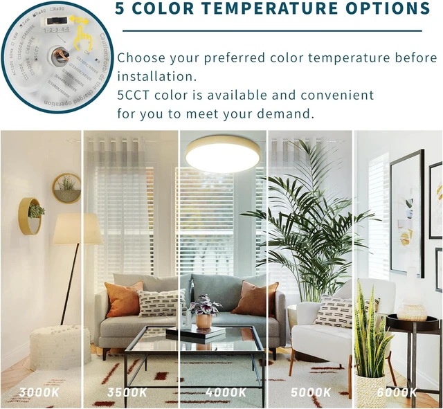 Alt view image 4 of 7 - Gold Flush Mount Ceiling Light Fixture LED,24W Bedroom Light Fixture Ceiling Mount Dimmable Set of 2,12 inch Close to Ceiling Light Fixture 5CCT for Kitchen, Bathroom, Living Room