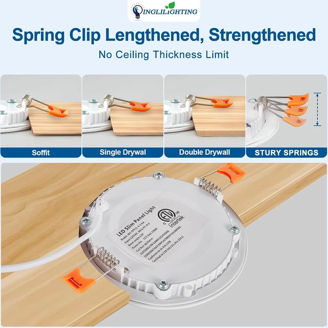 Alt view image 7 of 7 - DLLT LED Recessed Ceiling Lights: 12 Pack 6 Inch 5CCT Ultra-Thin Lighting with Junction Box for Bedroom - 1200LM Brightness 12W Eqv 110W Dimmable Canless Wafer Downlight with ETL&FCC