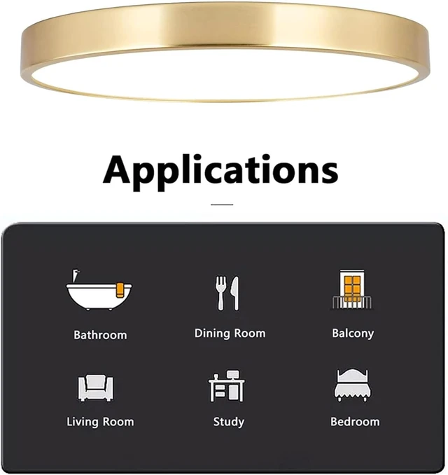 Alt view image 7 of 7 - SOTTAE 2 Pack 9 Inch Brushed Gold Metal Flush Mount LED Ceiling Light,3000K-5000K Thin Round Low Profile Ceiling Lamp,Modern Surface Mount Ceiling Light Fixtures for Bedroom Hallway Bathroom