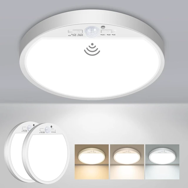 Main image of Slochi 2Pack Motion Sensor Ceiling Light Wired, 3000K/4000K/6500K Motion Sensor Light Indoor, 15W 1500LM 7 In Closet Lights Motion Sensored with Timer, Flush Mount Light for Hallway Wall Pantry, White