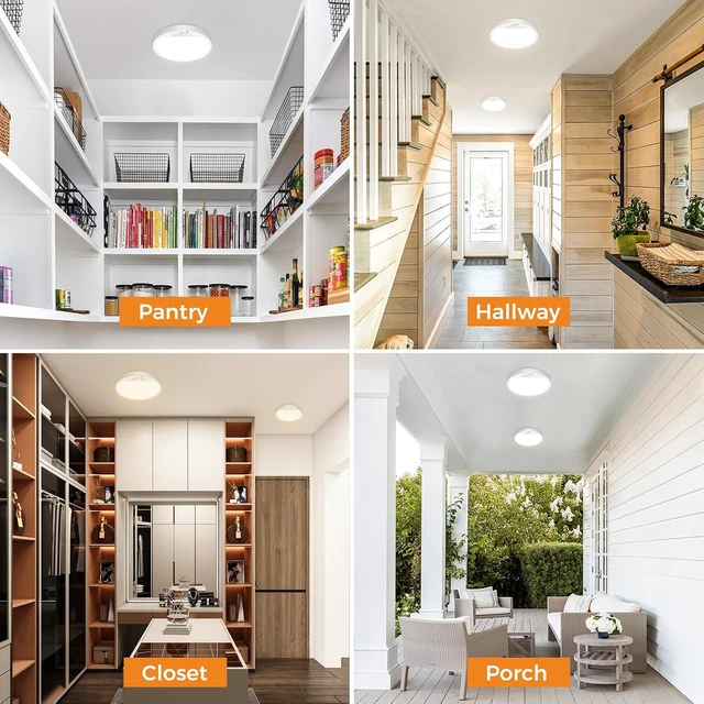 Alt view image 5 of 7 - Slochi 2Pack Motion Sensor Ceiling Light Wired, 3000K/4000K/6500K Motion Sensor Light Indoor, 15W 1500LM 7 In Closet Lights Motion Sensored with Timer, Flush Mount Light for Hallway Wall Pantry, White