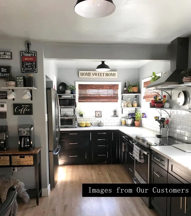Alt view image 6 of 7 - HMVPL Semi Flush Mount Ceiling Light Fixture, Farmhouse Light Fixtures, Black Outdoor Close to Ceiling Light for Porch, Entryway, Hallway, Foyer, and Gazebo