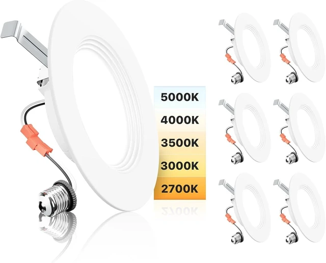 Main image of Ensenior 5/6 Inch LED Recessed Can Lights, 5CCT, 9W, 1000LM, 6 Pack