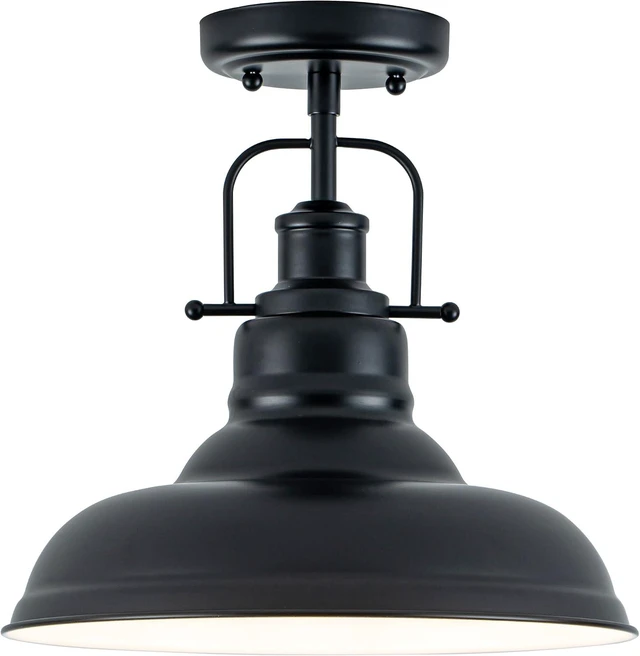 Main image of Zlepmlla Famrhouse Ceiling Light, Semi Flush Mount Light Fixture with Metal Dome Shade, Balck Ceiling Light for Hallway, Entryway,Kitchen