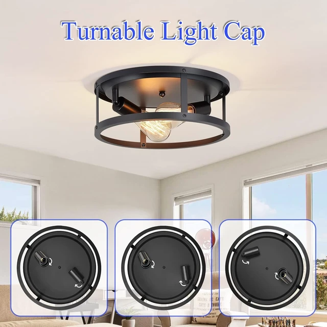 Alt view image 5 of 7 - SKEJAO 13 inch Black Flush Mount Ceiling Light Fixture,2-Light Hallway Light fixtures Ceiling,Light Fixtures Ceiling Mount for Kitchen,Farmhouse,Bedroom (2 Pack)