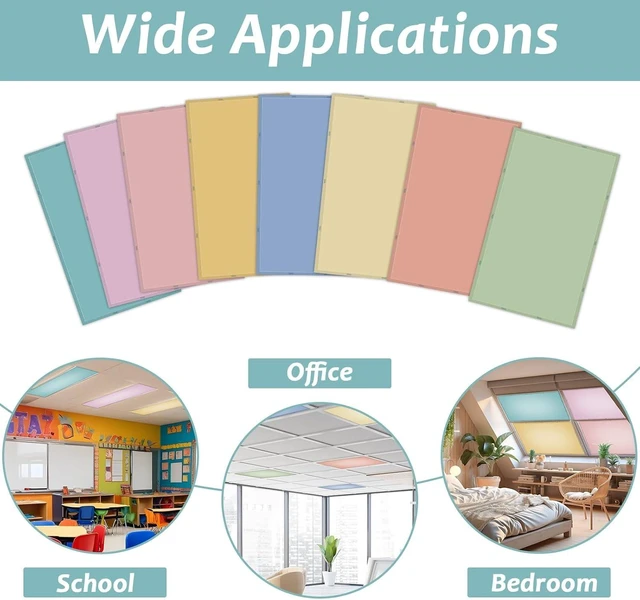 Alt view image 4 of 6 - 8 Pcs Fluorescent Light Covers with 80 Magnets Decorative for Classroom Ceiling Light 4 x 2 Feet Magnetic Light Covers Filter Easy Install for Office Hospitals & Home Drop Ceiling Supplies (Boho Pure)