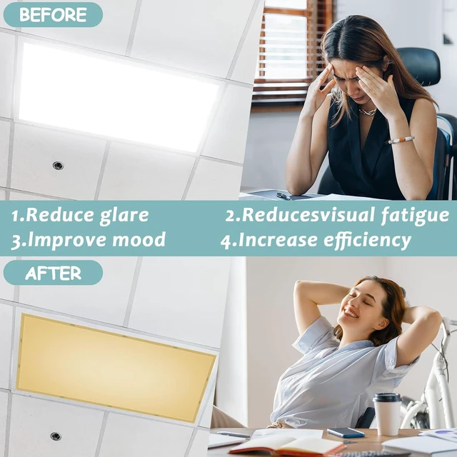 Alt view image 3 of 6 - 8 Pcs Fluorescent Light Covers with 80 Magnets Decorative for Classroom Ceiling Light 4 x 2 Feet Magnetic Light Covers Filter Easy Install for Office Hospitals & Home Drop Ceiling Supplies (Boho Pure)