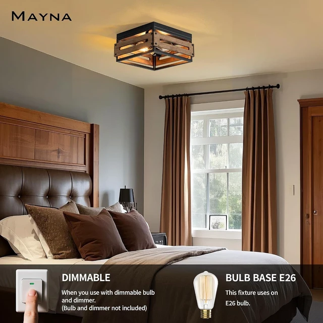 Alt view image 7 of 7 - MAYNA 11.8in Farmhouse Rustic Flush Mount Ceiling Light