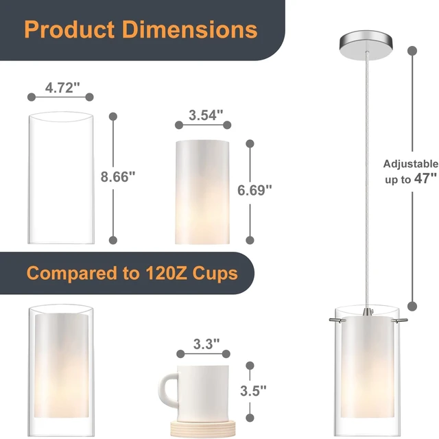Alt view image 5 of 7 - AKEZON Pendant Lights Kitchen Island 2 Pack, Brushed Nickel, Adjust Height