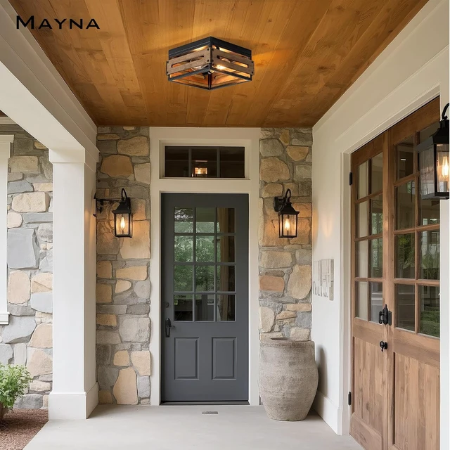 Alt view image 2 of 7 - MAYNA 11.8in Farmhouse Rustic Flush Mount Ceiling Light