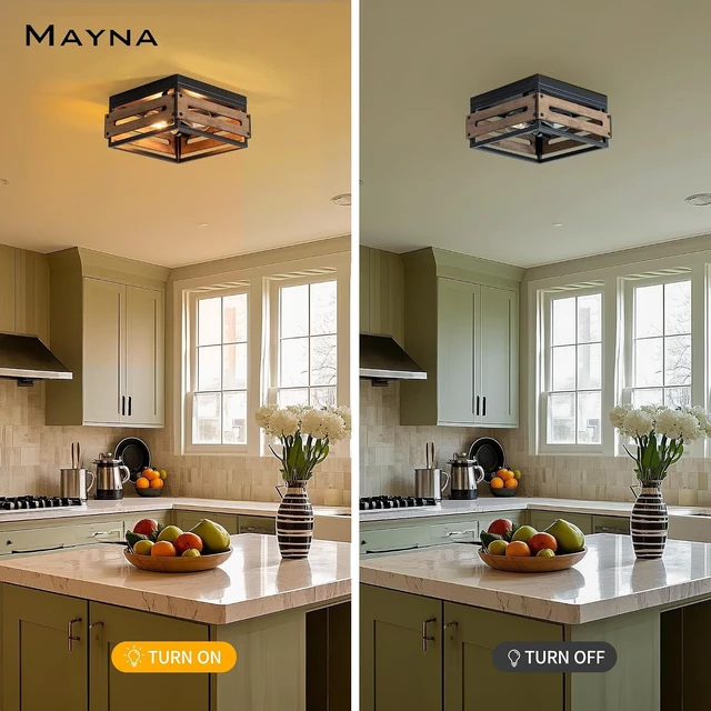 Alt view image 5 of 7 - MAYNA 11.8in Farmhouse Rustic Flush Mount Ceiling Light