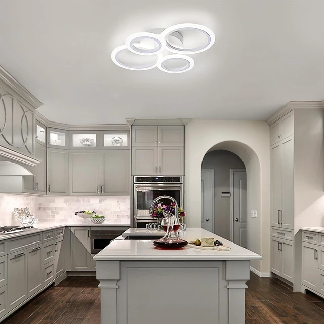Alt view image 6 of 7 - Modern LED Ceiling Light, White, 4 Rings